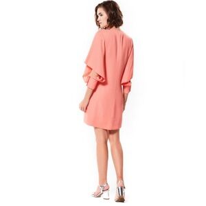 NWT ABBEY GLASS JOJO DRESS Mini Viscose Blend‎ Open Sleeve VNeck Textured SMALL